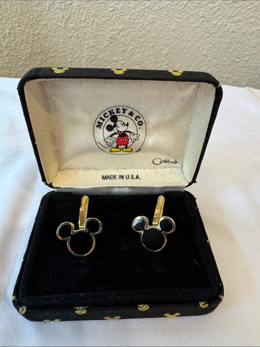 Colibri Mickey & Co. Gold And Black Mickey Cuff link set Made In USA